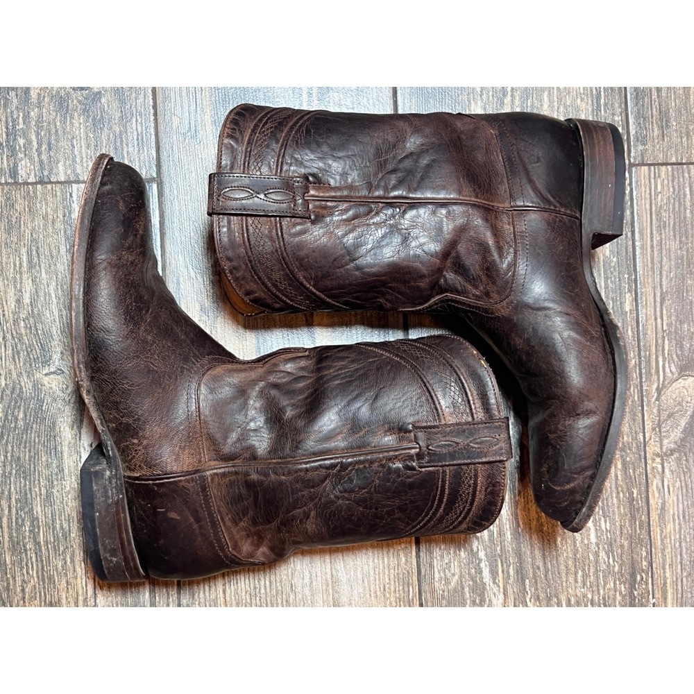 JRC & Sons Mens Brown Distressed Leather Western Roper Cowboy Boots Size 9 EE - Picture 6 of 15